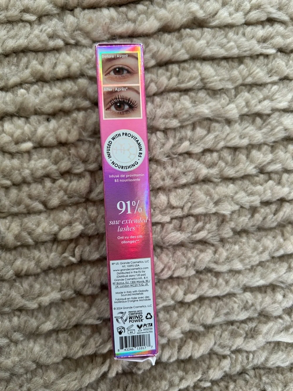 NWT Grande Cosmetics GrandeWRAP Tubing Mascara with ProVitamin B5 Black